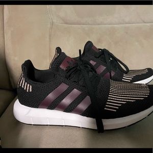 Black and pink adidas
